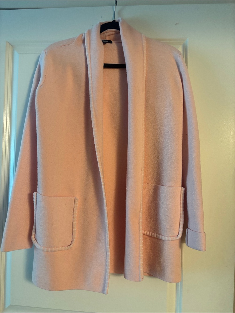 Premise Light Pink Open-Front Coatigan with Patch Pockets
